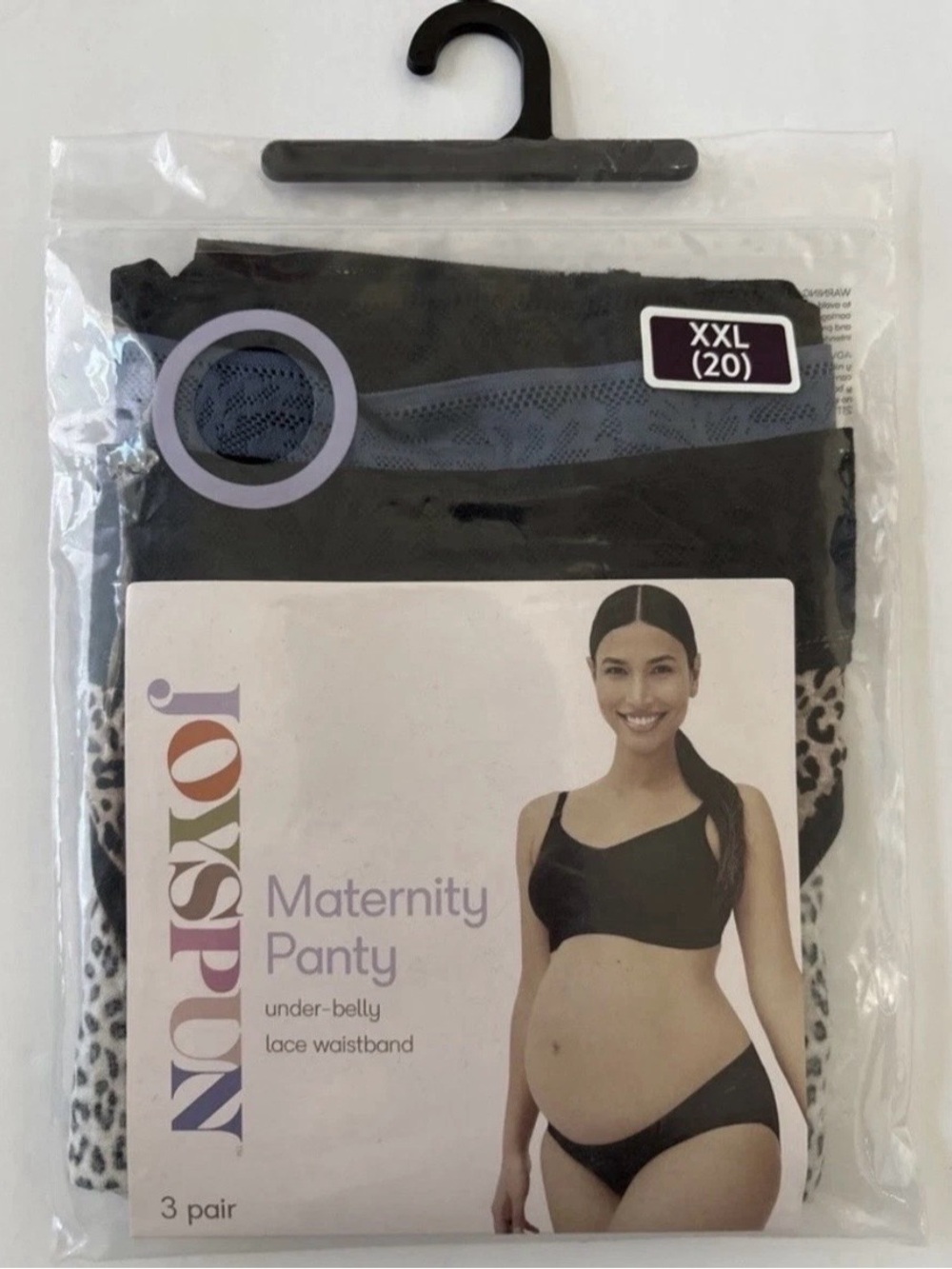Joyspun Maternity Under Belly Panty Flat Lace Waistband 3 Pair XXL 20